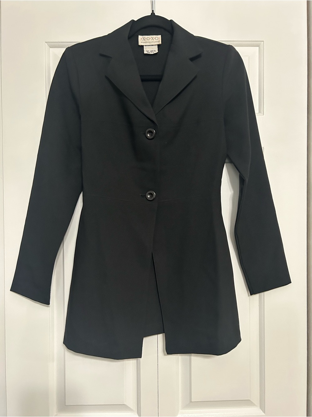 Vintage 90s XOXO Black Long Blazer - Size 5 - Made in USA Label
